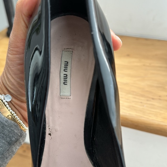 Miu Miu Black Patent Leather Peep-Toe Heels. About a 4in heel. Super cute Sz 37 - Picture 3 of 6